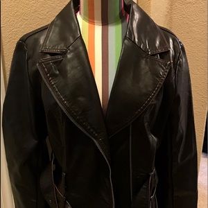 Brown Pleather Trench Jacket